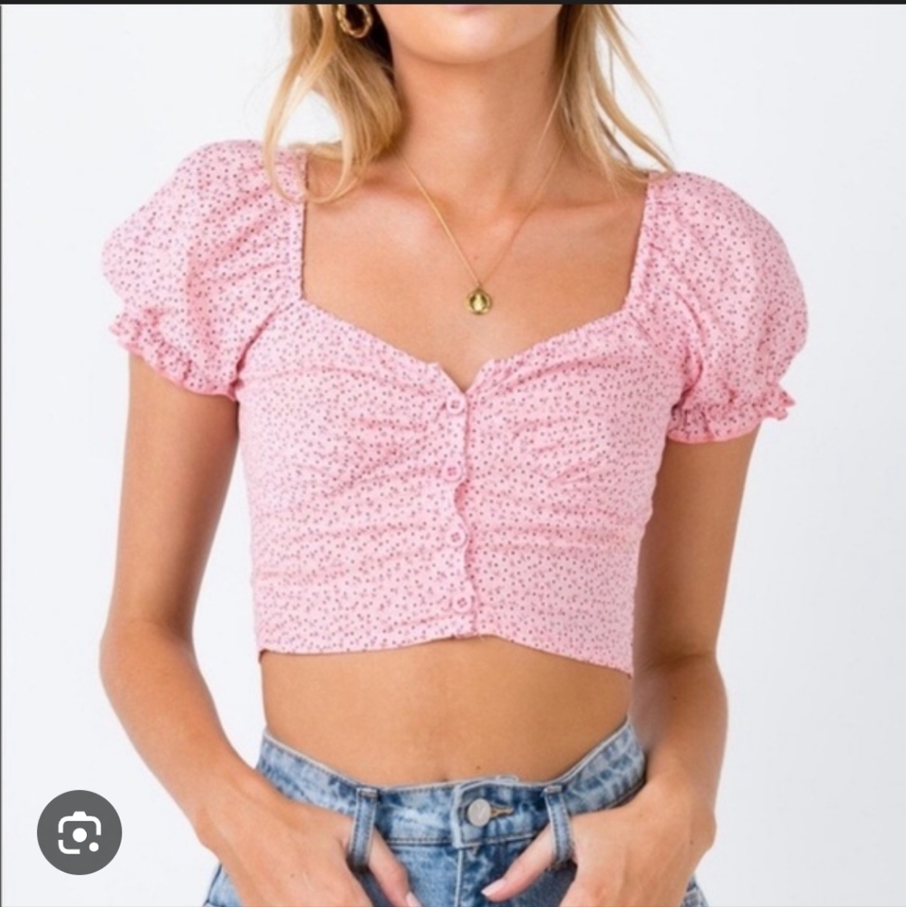 Princess Polly Pink Puff Sleeve Women's Top US 6